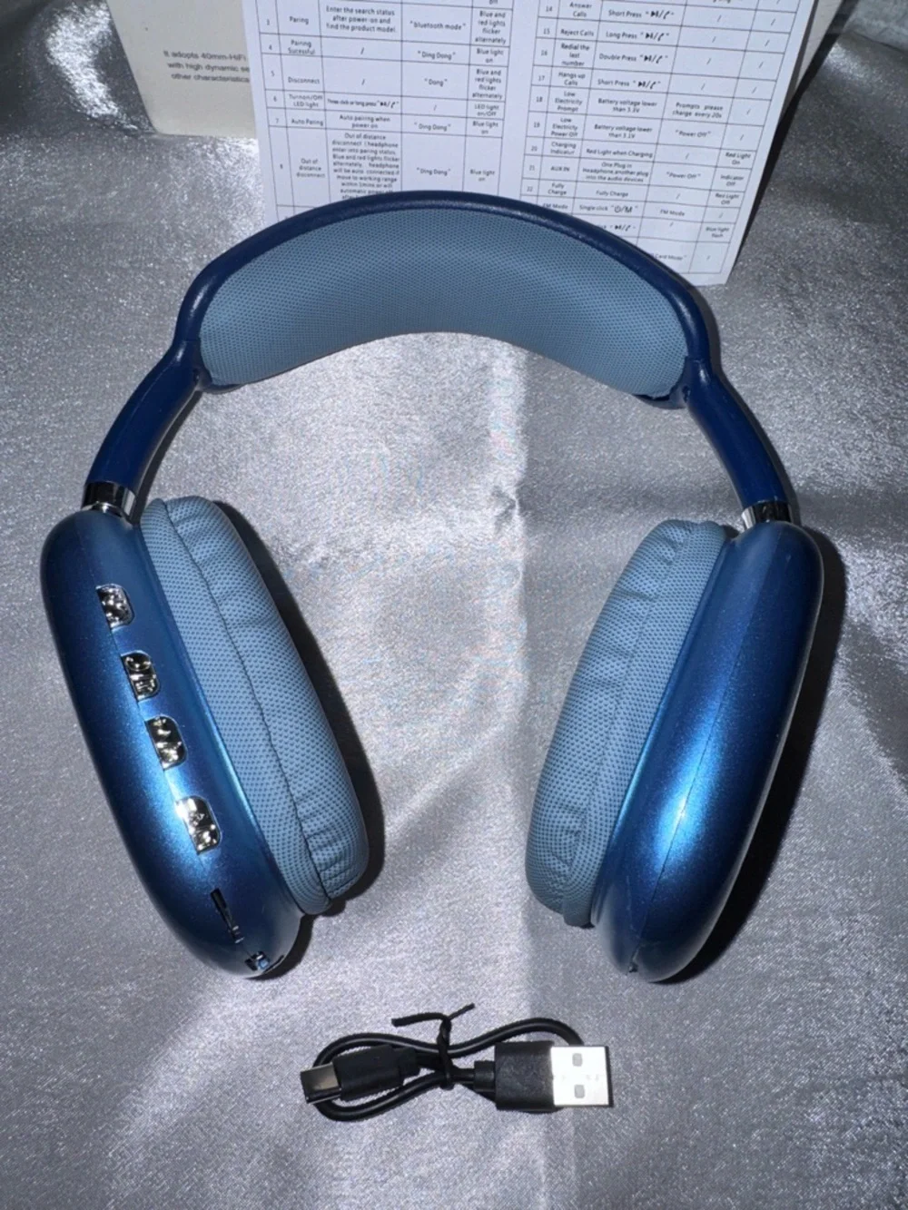 P9 Pro Max Over-Ear Wireless Headphones in Blue, NEW - Picture 5 of 15